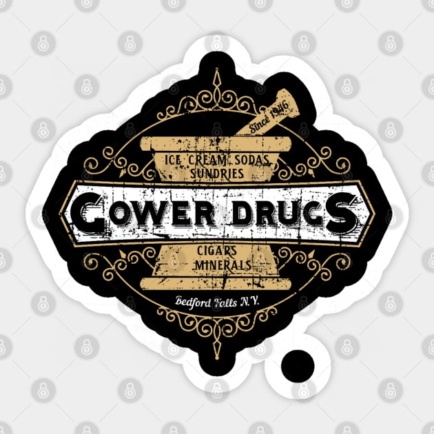 Gower Drugs from It's a Wonderful Life (for dark fabric) Sticker by hauntedjack